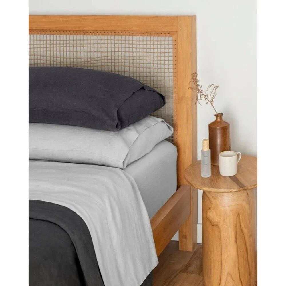 Baloo French Linen Full Queen 60x80 Duvet Cover Charcoal & Standard Shams Set